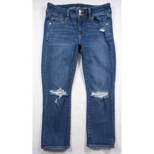 American Eagle Jeans Womens Size 4 Short Blue Artist Crop Mid Rise Super Stretch